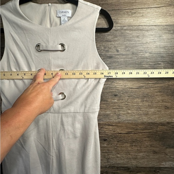 Carmen Marc Valvo Cream Sheath Mini Dress Cap Sleeves - Picture 10 of 14